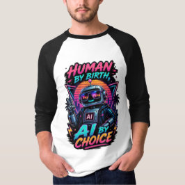 Människa av födsel AI genom val Roligt neon robot  T Shirt