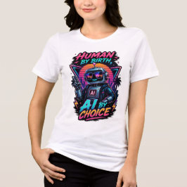 Människa av födsel AI genom val Roligt neon robot  T Shirt