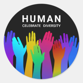 Människa | En ras | Fira mångfald Runt Klistermärke