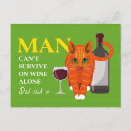 Människa kan inte överleva på enbart vin Postkort Vykort