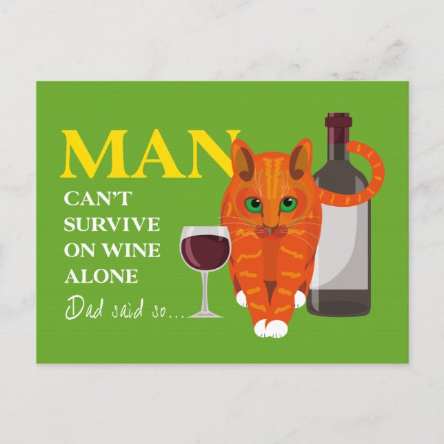 Människa kan inte överleva på enbart vin Postkort Vykort (Framsida)