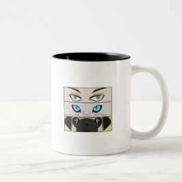Människa, katt och Hund tittar på dig Två-Tonad Mugg
