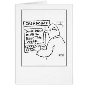 Människa vid Pengarar Maskin Hälsningskort