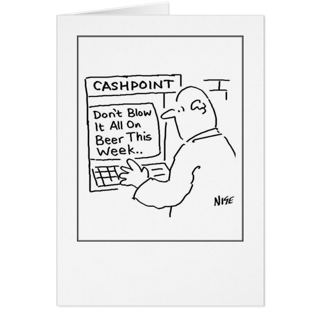 Människa vid Pengarar Maskin Hälsningskort (Framsidan)