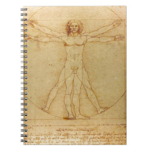 Människaanatomi, Vitruvian man av Leonardo Da Anteckningsbok Med Spiral