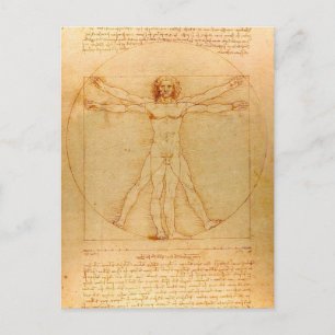 Människaanatomi, Vitruvian man av Leonardo Da Vykort
