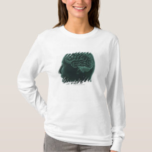 Människahuvudet profilerar in visning hjärnan t shirt