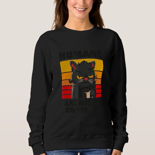 Människan är inte mitt Kopp i Tea Grumpy Black Mug T Shirt (Framsida)