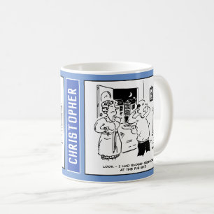 Människan återvänder från Pub Quiz till Nagging-fr Kaffemugg