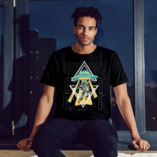 Människan finns inte Alien Funny Citat Graphic T Shirt