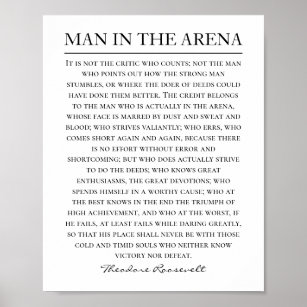 Människan i Arena Tal Theodore Roosevelt-citatet Poster