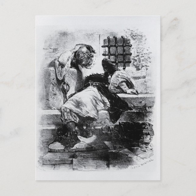 Människan i Järn Mask i hans fängelse Vykort (Framsida)