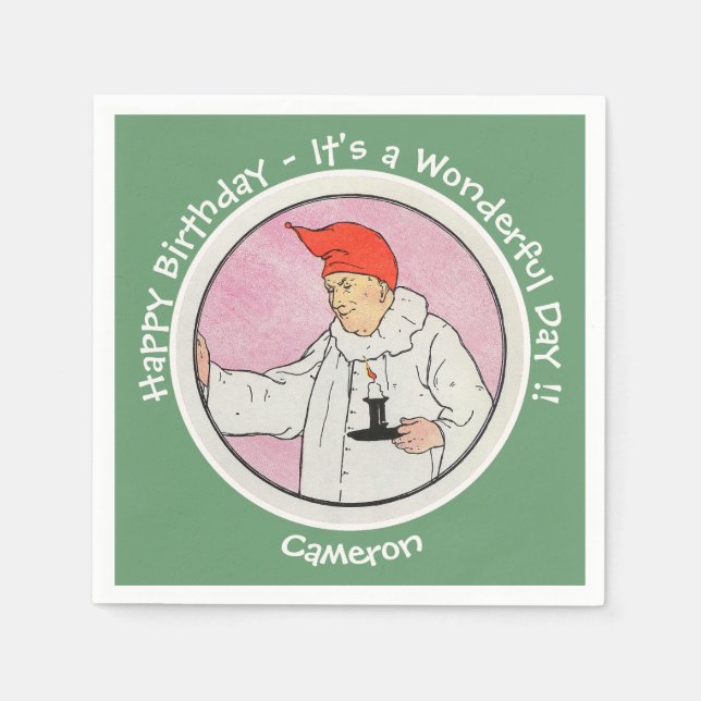 Människan i Måne Mor Goose Födelsedagsfest Items Pappersservett (Framsidan)