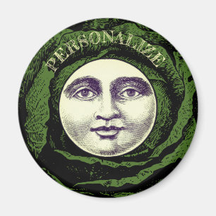 Människan i måne vintage huvudkål magnet