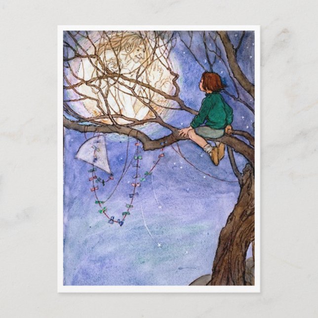 Människan i Måne Vintage vykort (Framsida)