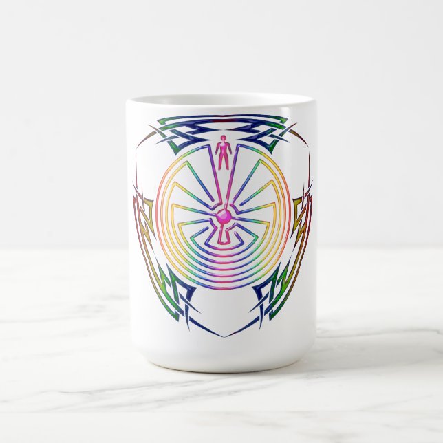 Människan i Maze - färgaden för stamtatuering Kaffemugg (Center)