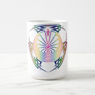 Människan i Maze - färgaden för stamtatuering Kaffemugg