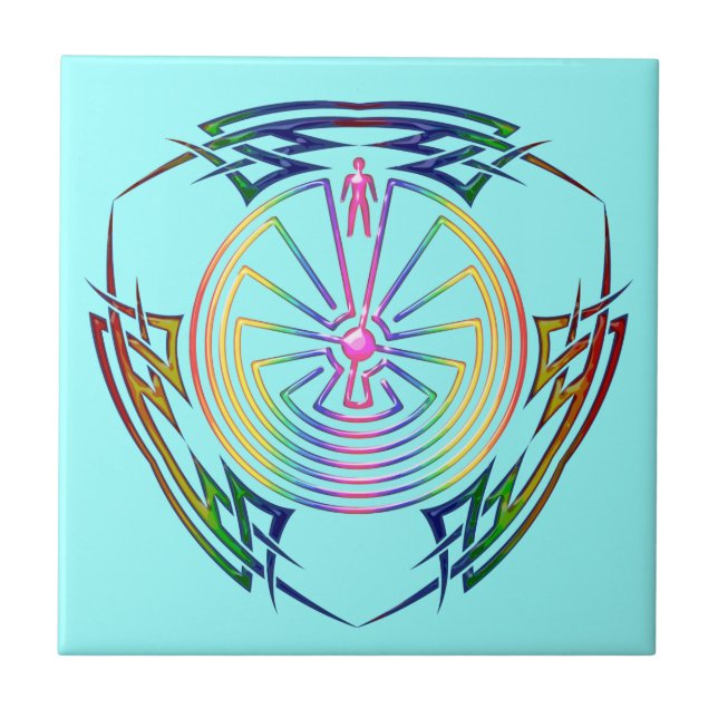 Människan i Maze - färgaden för stamtatuering Kakelplatta (Framsidan)