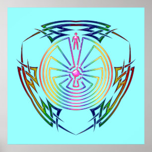 Människan i Maze - färgaden för stamtatuering Poster