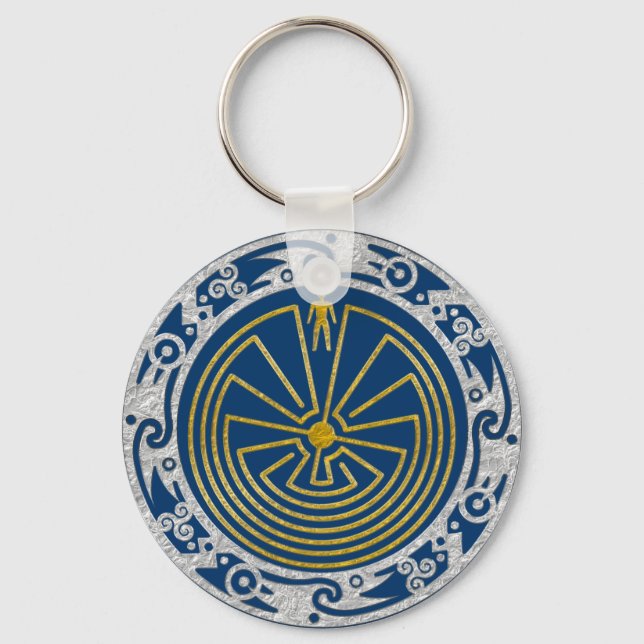 Människan i Maze - Ornament guld silver Nyckelring (Framsida)