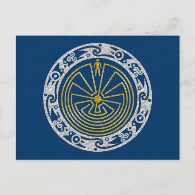 Människan i Maze - Ornament guld silver Vykort (Framsida)