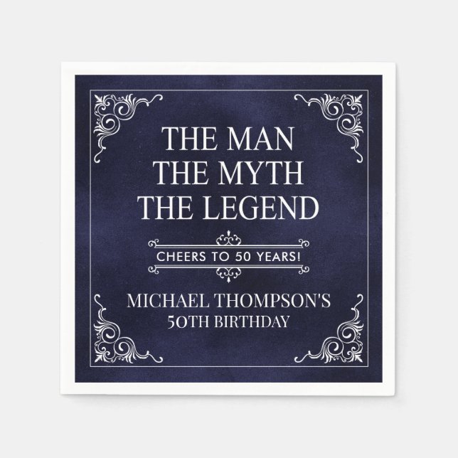 Människan myten den förklarande 50:e födelsedag bl pappersservett (Framsidan)
