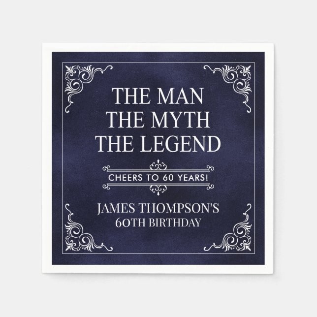 Människan myten, den förklarande 60:e födelsedagsb pappersservett (Framsidan)