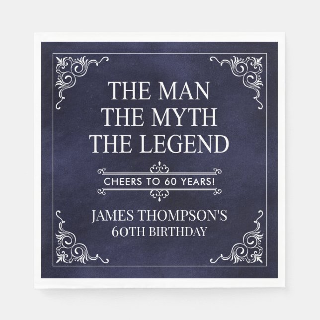 Människan myten, den förklarande 60:e födelsedagsb pappersservett (Framsidan)