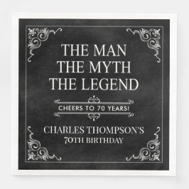Människan myten i den 70:e födelsedagssvart pappersservett
