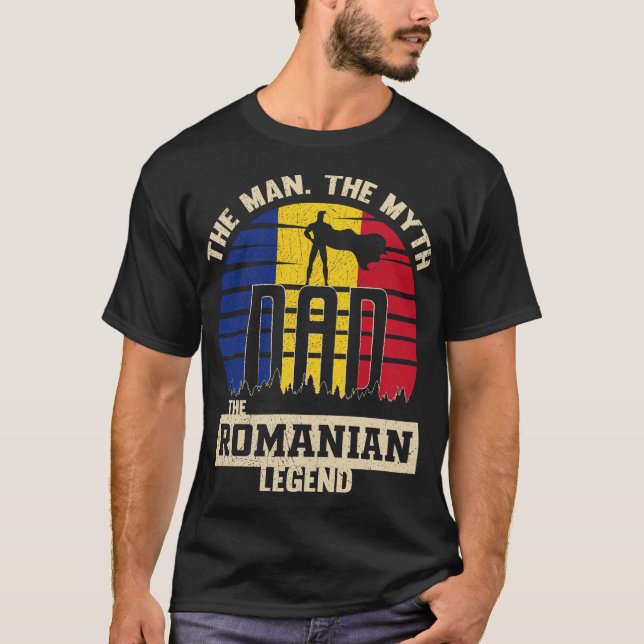 Människan myten om den rumänska legitima Pappa-Pap T Shirt (Framsida)