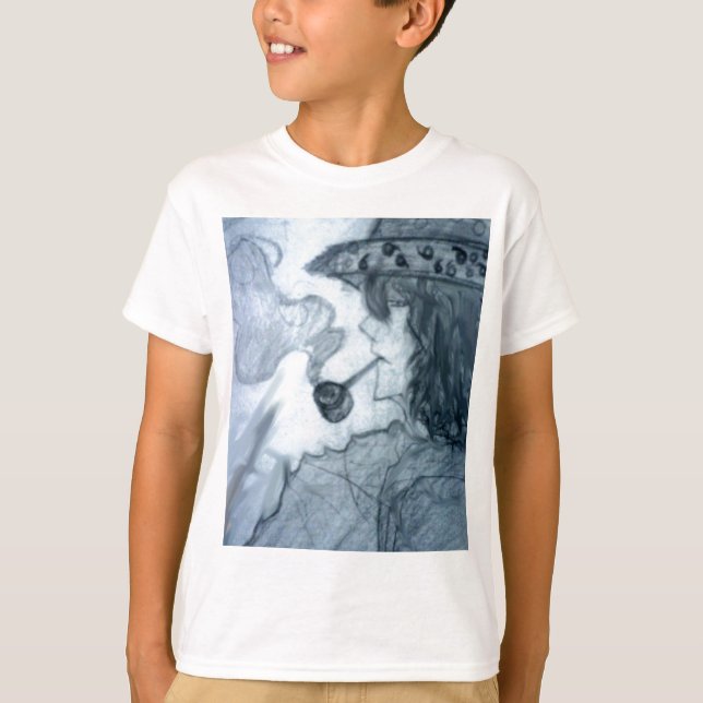 människan röker manga animerad t-shirt (Framsida)