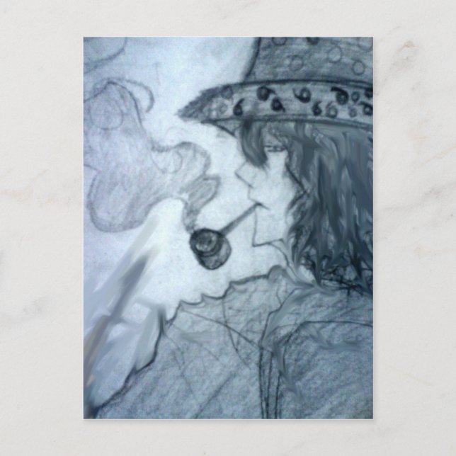 människan röker manga animerad vykort (Framsida)