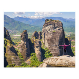 Människan som står högst upp på berget fototryck