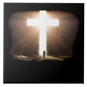 Människan springer till Jesus kristna Kor Kakelplatta