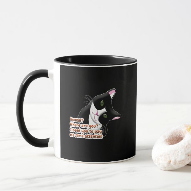 Människan? Var är du? Katt Mugg (Med munk)