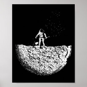 Människan vid Måne i en rymdman Kostym i rymden Poster