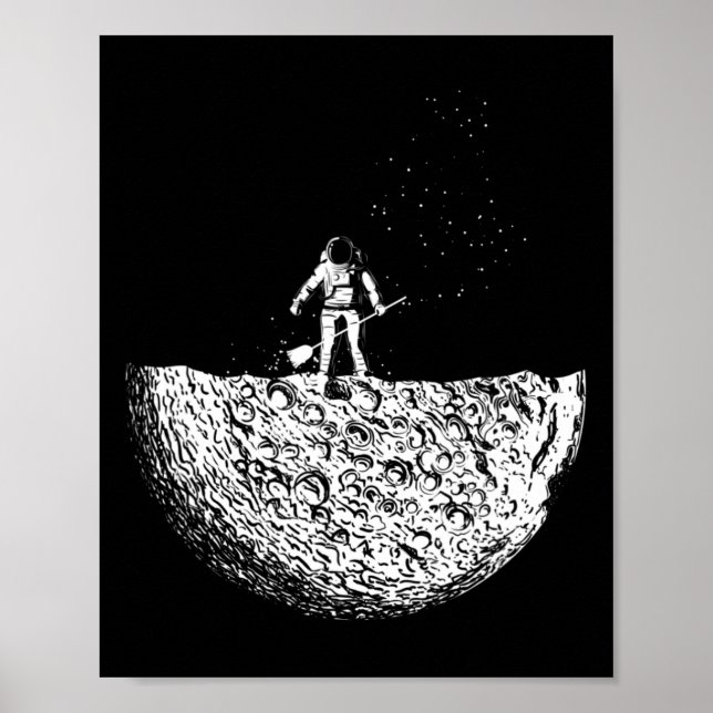 Människan vid Måne i en rymdman Kostym i rymden Poster (Framsidan)