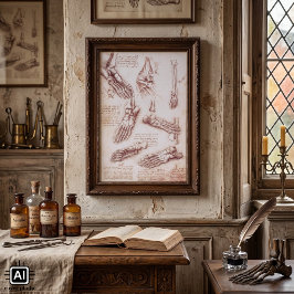 Människans anatomi Fötben av Leonardo da Vinci Poster