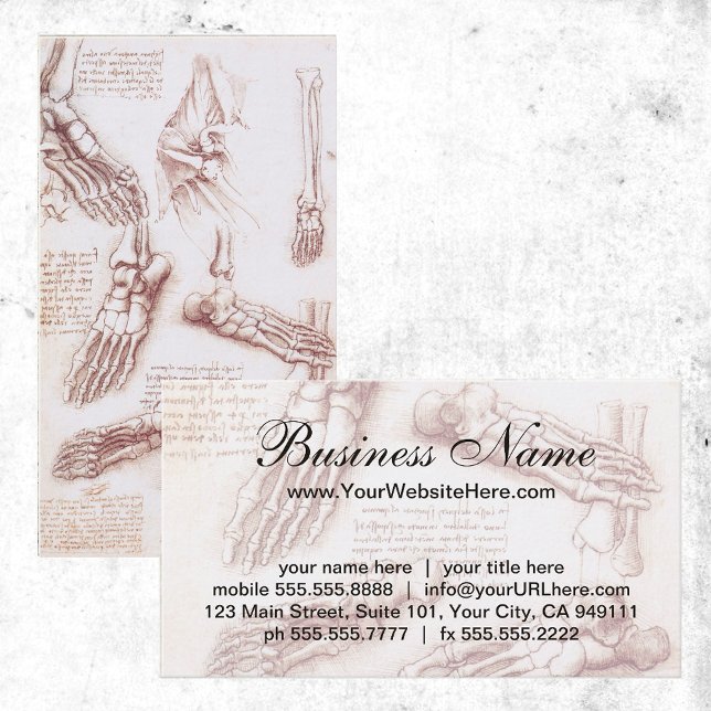 Människans anatomi, fotskelett av Leonardo da Vinc Visitkort (Skapare uppladdad)
