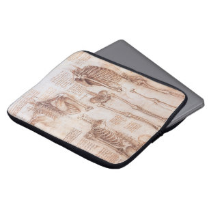 Människans anatomi skelettben av Leonardo da Vinci Laptop Fodral