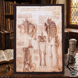 Människans anatomi skelettben av Leonardo da Vinci Poster