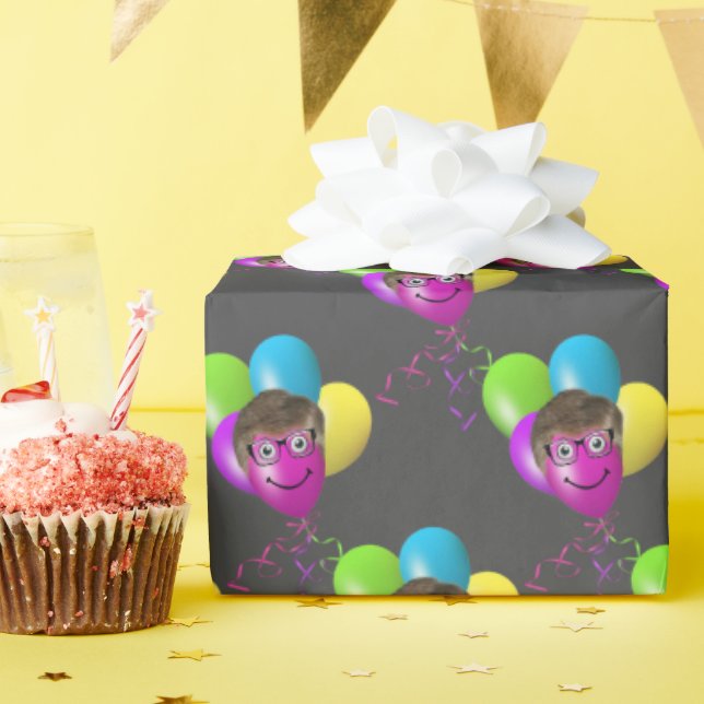 Människans Ansikte på födelsedagsballongen Presentpapper (Födelsedagsfest)