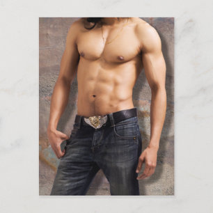 Människans Bare Chest-foto Vykort