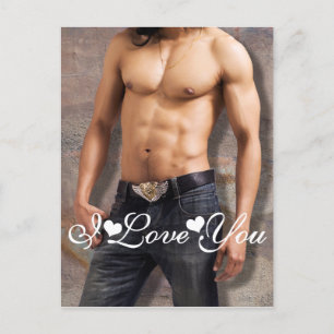 Människans Bare Chest Photo Image I Kärlek You Vykort