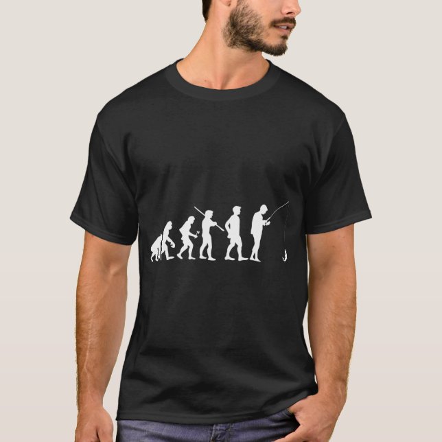 Människans Evolution Fiske Fisk Fiskare T Shirt (Framsida)