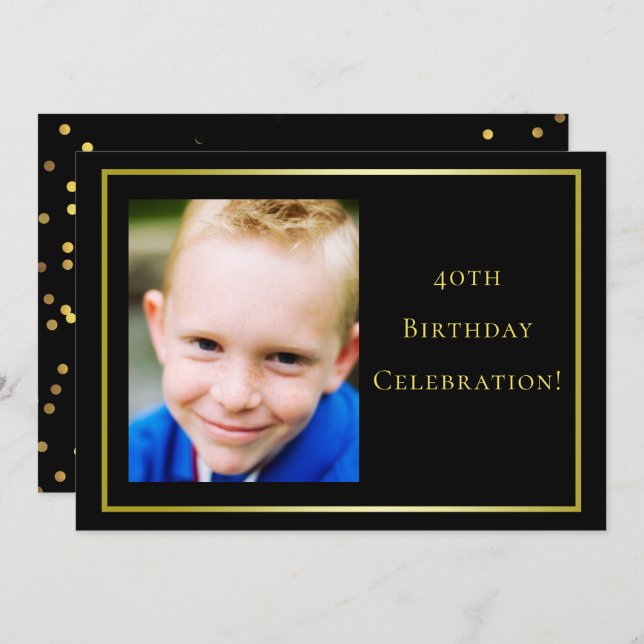 Människans foto 40:e födelsedag Firande Inbjudningar (Fram/baksida)