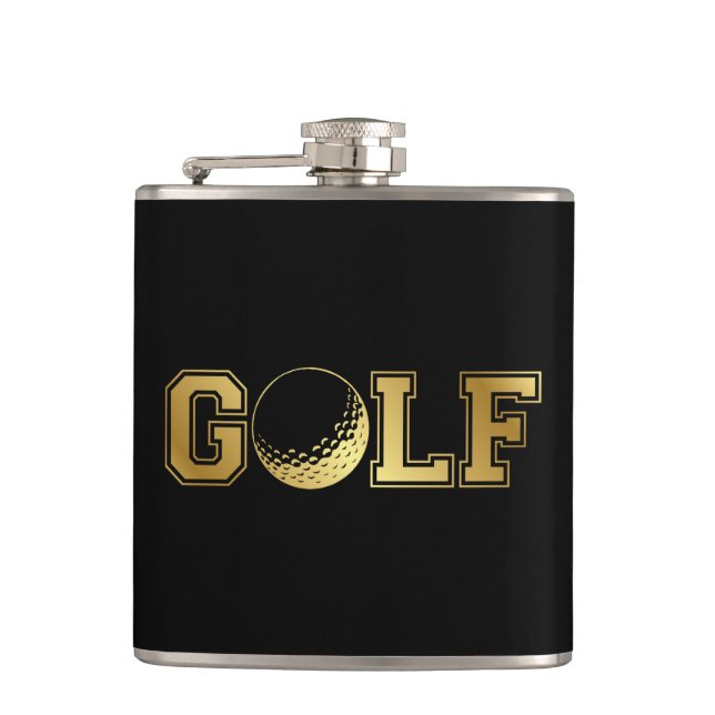 Människans Golf Monogram Black and Guld-kolv Fickplunta (Framsidan)