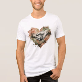 Människans Hund Kärlek Vattenfärg Hjarta T Shirt
