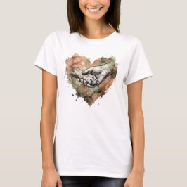 Människans Hund Kärlek Vattenfärg Hjarta T Shirt