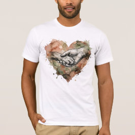 Människans Hund Kärlek Vattenfärg Hjärtan T Shirt